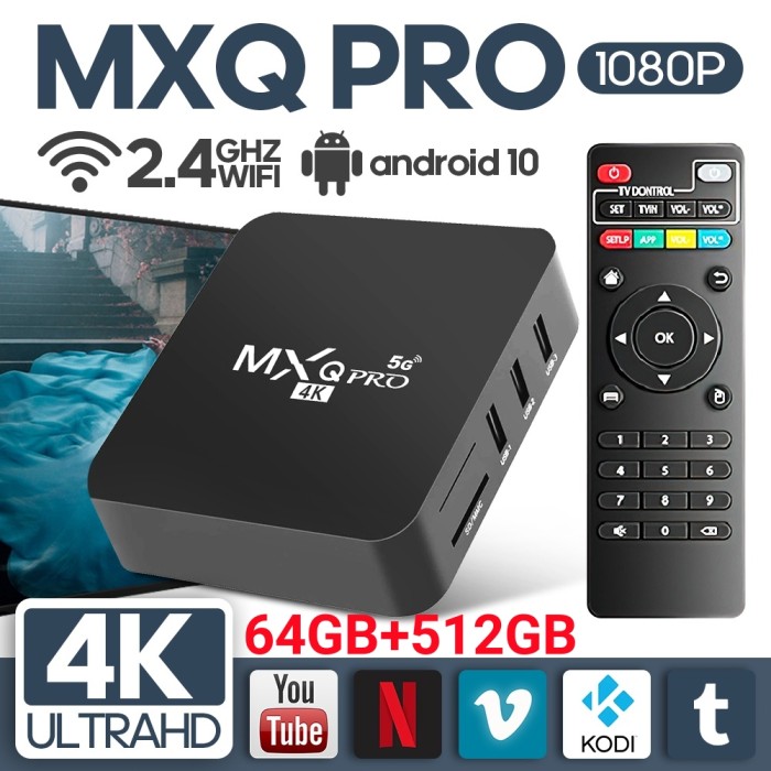 Bilişim Burada MXQ PRO Android Smart TV Box 4K HD 64GB Ram 512GB Rom 2-4GHz 5G WiFi